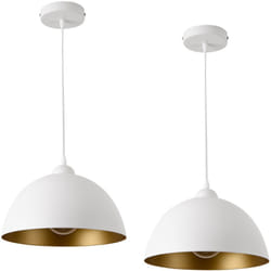 Helloshop26 - Set di 2 lampade a sospensione illuminazione per interni regolabile in altezza in metallo diametro 30 cm bianco dorato