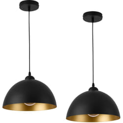 Set di 2 lampade a sospensione illuminazione per interni regolabile in altezza in metallo diametro 30 cm oro nero