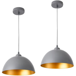 Helloshop26 - Set di 2 lampade a sospensione in metallo regolabile in altezza diametro 30 cm grigio dorato