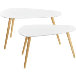 Set di 2 tavolini da salotto di diverse dimensioni design da salotto mdf pino 45,5 x 80 x 40 cm e 40,5 x 68 x 36 cm bianco opaco