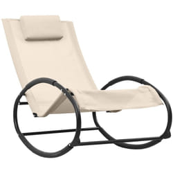 Sedia a sdraio lettino da giardino per prendere il sole terrazza mobili da esterno 105,5 cm con cuscino in acciaio e Textilene crema