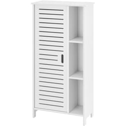 Helloshop26 - Mobile colonna per contenitore bagno con anta con 3 ripiani cm 96 in truciolato bianco