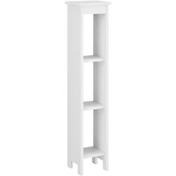 Helloshop26 - Mobile colonna per mobile bagno con 3 ripiani portaoggetti a giorno in legno composito 80 x 17 x 17 cm bianco