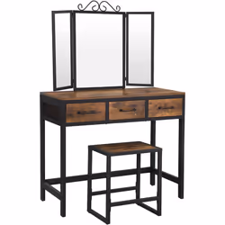 Stile rustico Con un affascinante mix di superficie rustica in legno marrone e struttura in metallo nero, aggiunge un tocco r ...