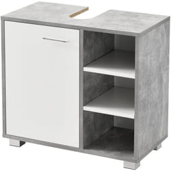 Helloshop26 - Mobile sottolavabo di design per bagno sottolavabo con 3 ripiani in truciolare melaminico 56 x 60 x 31 cm effetto cemento e bianco