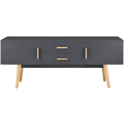Mobile TV di design porta TV panca gambe in legno 140 cm grigio scuro