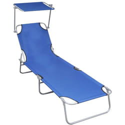 Sdraio sedia a sdraio prendisole lettino da giardino terrazzo pieghevole arredo da esterno con tendalino in alluminio blu