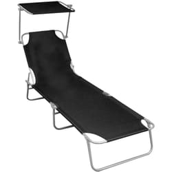 Sdraio sedia a sdraio prendisole lettino da giardino terrazza pieghevole mobili da esterno con tendalino in alluminio nero