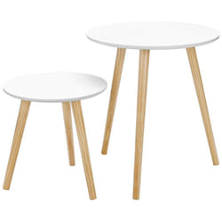 Set di 2 tavolini da caffè tavolo rotondo per comodino caffetteria stile scandinavo moderno minimalista soggiorno camera da letto bianco