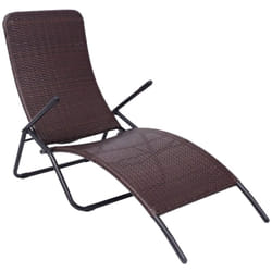 Sedia a sdraio lettino da giardino prendisole terrazza mobili da esterno 61 x 147 x 95 cm pieghevole rattan sintetico marrone