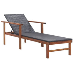 Sedia a sdraio lettino da giardino per prendere il sole terrazza mobili da esterno in resina intrecciata e legno massello di acacia nero