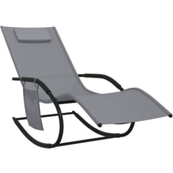Helloshop26 - Sdraio sedia a sdraio prendisole lettino da giardino terrazza mobili da esterno 147 cm a dondolo grigio acciaio e tessiline
