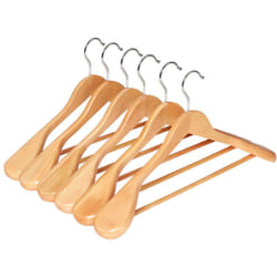 Confezione da 6 grucce in legno massello con spalle extra larghe antiscivolo per abiti camicie cappotti giacche pantaloni ganci girevoli a 360°