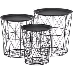 Set di 3 tavolini impilabili in metallo Il nostro set di 3 eleganti tavolini da caffè in metallo è l'accessorio perfetto per  ...