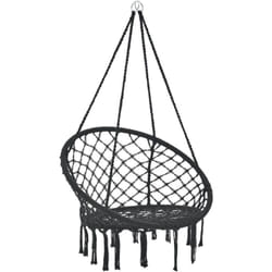 Helloshop26 - Amaca con seduta rotonda, poltrona sospesa, diametro 60 cm, nera