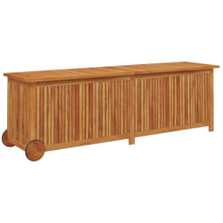 Helloshop26 - Cassetta portaoggetti per mobili da giardino con ruote 150 x 50 x 58 cm in legno di acacia
