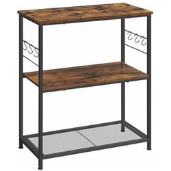 Mobile da cucina isola ripiano portaoggetti supporto per forno a microonde con 3 ripiani aperti 6 ganci 80 x 40 x 90 cm stile industriale rustico