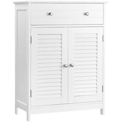 Helloshop26 - Mobile contenitore mobiletto da bagno armadio 60 x 30 x 80 cm con 2 ante a persiana cassetto ripiano regolabile stile nordico