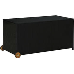 Helloshop26 - Cassetta portaoggetti per mobili da giardino 120 x 65 x 61 cm in resina intrecciata nera