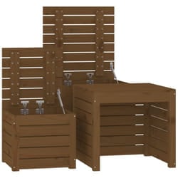 Set da giardino da 3 pezzi in legno massello di pino marrone miele
