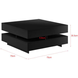 Tavolino da salotto elegante ed elegante con 4 vani portaoggetti 75 x 75 x 35,5 cm Pannello truciolare melaminico 15 mm nero