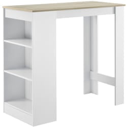 Tavolo alto da bar con tavolo da bistrot contenitore 110 cm bianco e rovere