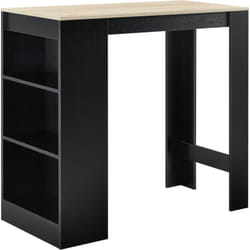 Helloshop26 - Tavolo da bar con contenitore alto da bistrot con 3 ripiani 110 cm nero e rovere