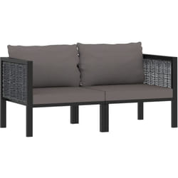 Divano 2 posti con cuscini 136 x 68 x 64 cm resina intrecciata antracite