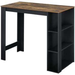 Helloshop26 - Tavolo da bar di design con ripiani tavolo da bistrò con 3 ripiani in truciolare 110 x 50 x 103 cm rovere scuro nero