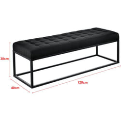 Sgabello imbottito con panca con gambe in metallo rivestimento tessile 120 cm nero