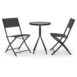 Set da giardino bistrot mobili da esterno terrazza 3 pezzi in acciaio nero