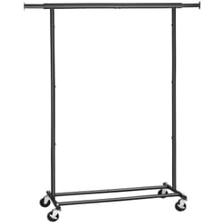 Helloshop26 - Appendiabiti con ruote Portata 70 kg Appendiabiti pieghevole durevole Armadio espandibile Ripiano portaoggetti da 160 cm Nero