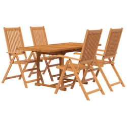 Set da pranzo da giardino mobili da esterno 5 pezzi in legno massello di acacia