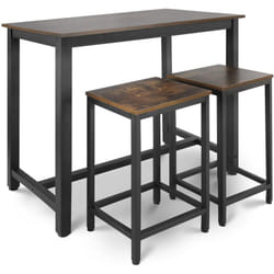 Helloshop26 - Tavolo alto con 2 sgabelli da bar poggiapiedi in stile industriale struttura in ferro rustico set da bistrò per mangiare in piedi e