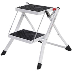 Helloshop26 - Scaletta pieghevole 2 gradini antiscivolo in acciaio finitura a polvere portata 150 kg verificata e certificata
