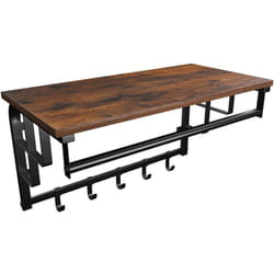Helloshop26 - Appendiabiti da parete con ripiano 66,5 cm con 5 ganci e asta appendiabiti in metallo nero mensola a muro vintage appendiabiti armadio