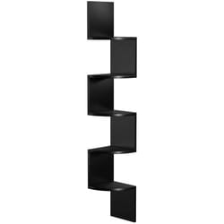Helloshop26 - Scaffale ad angolo a 5 livelli, scaffale da parete a forma di zigzag, per cucina, soggiorno, camera da letto, nero