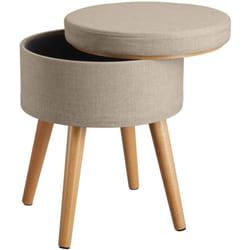 Helloshop26 - Sgabello ottomano con tavolino portaoggetti beige