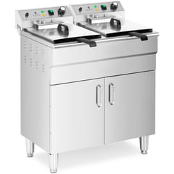Friggitrice elettrica doppia 26 litri 10.000 watt rubinetto zona fredda mobile professionale in acciaio inox