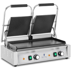 Helloshop26 - Tostiera doppia rigata + liscia per panini 3600 watt 50 - 300 °c con vaschetta raccogligrasso professionale in ghisa e acciaio inox