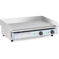 Fry top elettrico professionale in acciaio inox per tavolo ristorante doppio 2 fuochi 73 x 40 cm (2 x 2.200 watt, 730 x 400 mm, liscia)