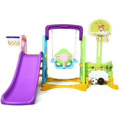 Helloshop26 - Scivolo per parco giochi per bambini Altalena 6 in 1 Altalena Canestro da basket arrampicata Porta da calcio
