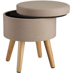 Helloshop26 - Sgabello ottomano con tavolino portaoggetti beige