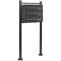 Helloshop26 - Blocco 3 cassette portalettere base appoggio 3 scomparti sovrapposti acciaio zincato 36 x 38,5 x 27 cm antracite