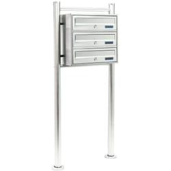Helloshop26 - Blocco 3 cassette postali su piedi di appoggio 3 scomparti sovrapposti in acciaio inox