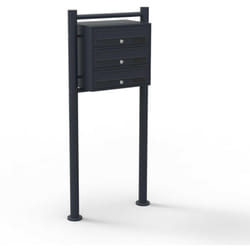 Blocco 3 cassette postali su gambe 3 ingressi in acciaio zincato nero