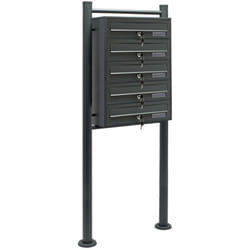 Blocco 5 cassette postali 5 scomparti base supporto posta in acciaio zincato antracite