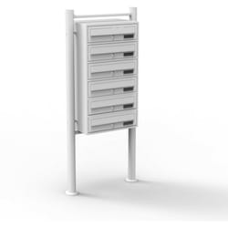 Blocco 6 cassette postali su gambe 6 voci in acciaio zincato 69,6 x 38,5 x 27 cm bianco