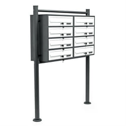 Helloshop26 - Blocco da 8 cassette per le lettere, base d'appoggio, vano sovrapposto 2x4, acciaio zincato antracite e bianco