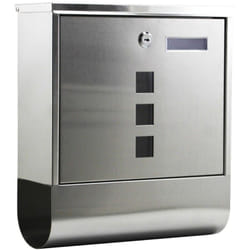 Helloshop26 - Cassetta postale di design con portagiornali per montaggio a parete 30,5 x 9,6 x 33,5 cm in acciaio inox